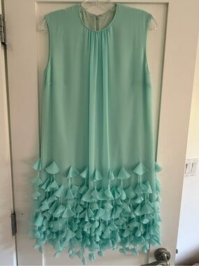 Sleeveless Mint Petal-Trim Mini Dress